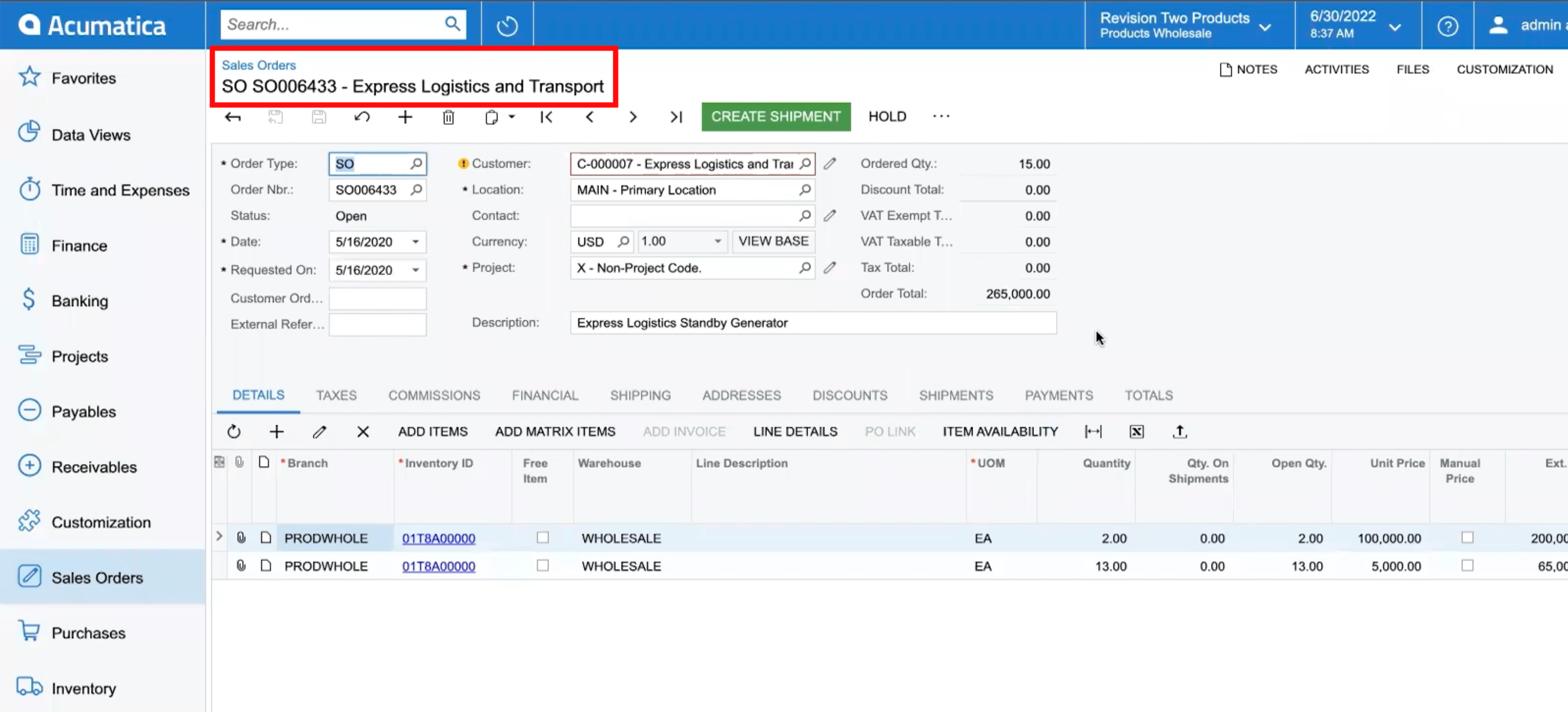 (4.2)SalesOrderinAcumatica