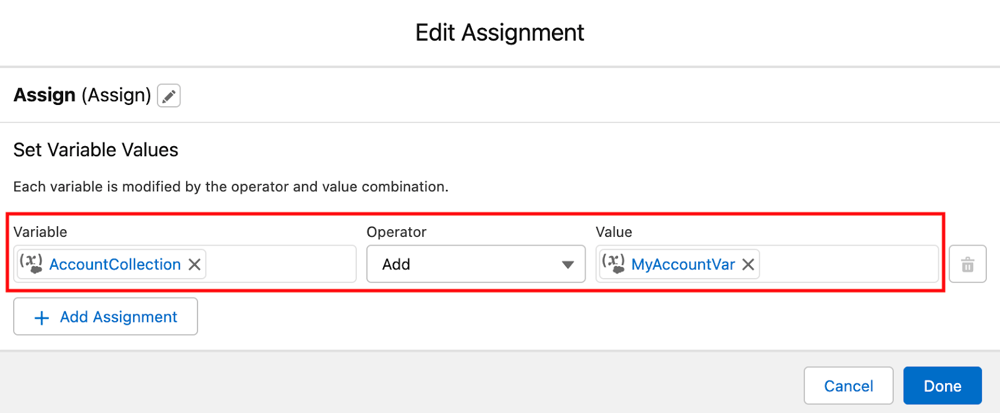 Account Variable Collection
