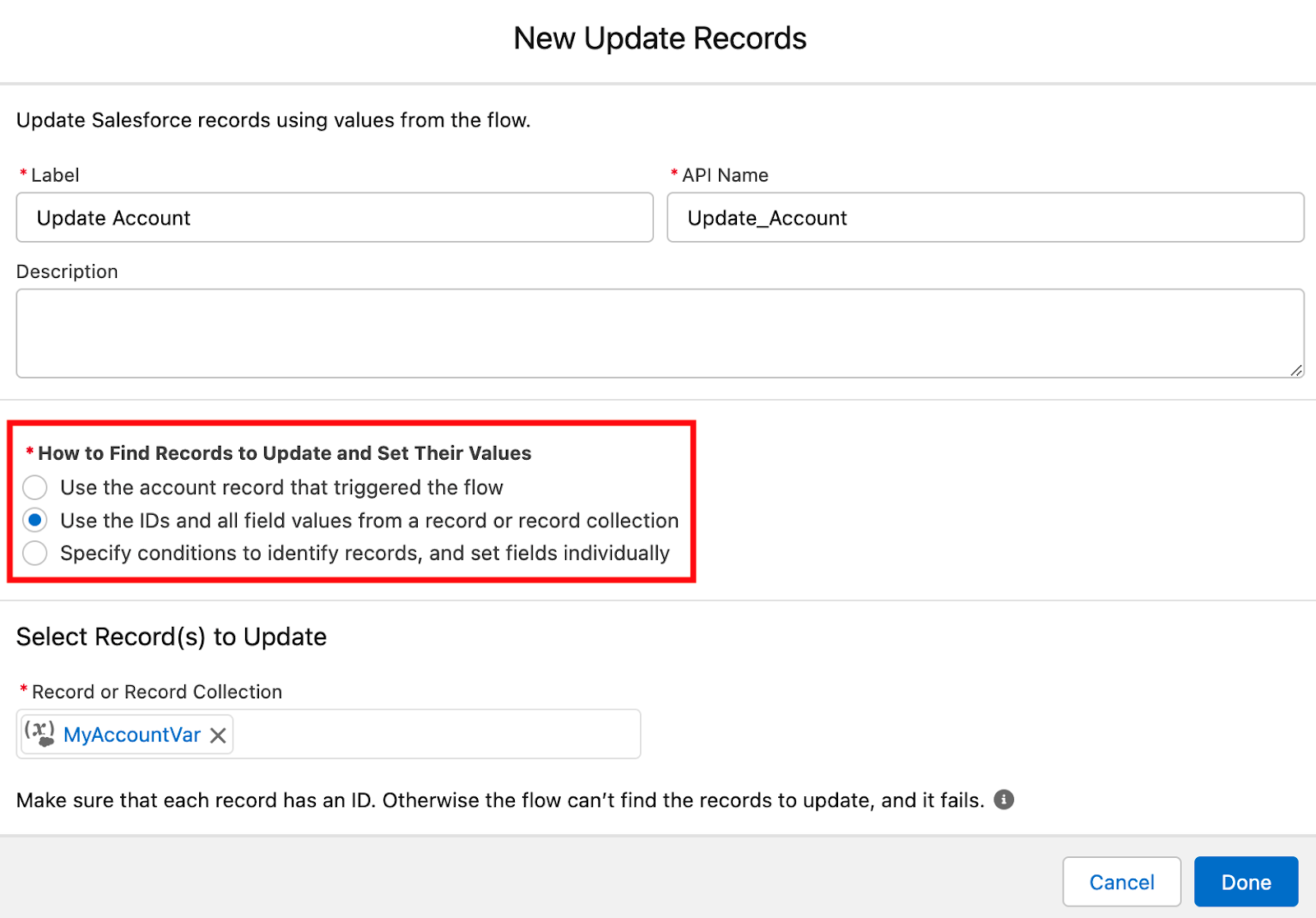 Update Records - Account Record Variable
