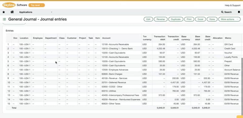 GL Sage Intacct