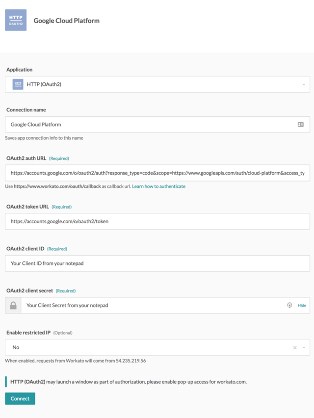 Connecting Google Cloud to Workato